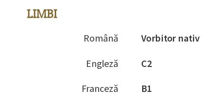 limbile vorbite pentru un CV de profesor