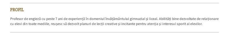 Profil Personal pentru un CV de profesor